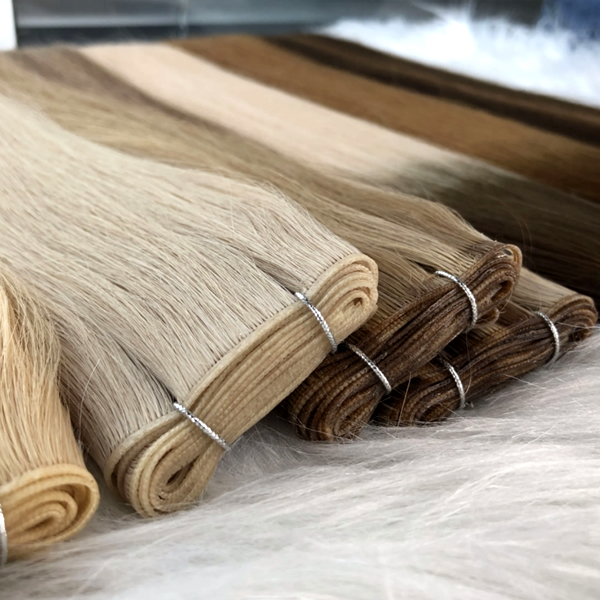 Double Drawn Machine Tied Weft European Human Hair Genius Weft