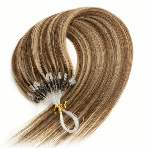 Micro Link Human Hair Extensions Bone Straight Micro Rings Hair Extensions