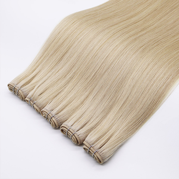 Wholesale Raw Human Hair Weft Straight Light Blonde Machine Weft Hair Extension