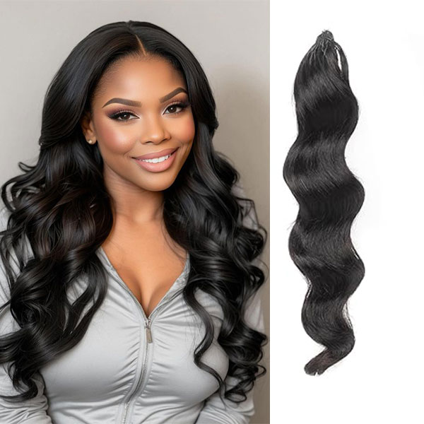 100% Human Hair Invisible String Pre Looped Ocean Wave Crochet Hair