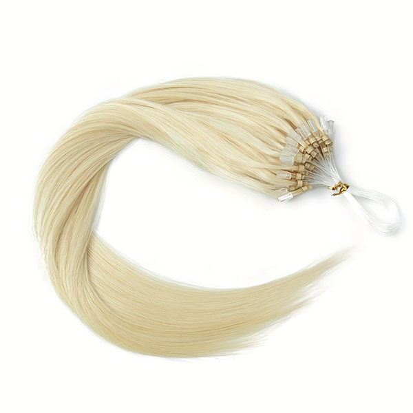Micro Links Human Hair Extensions Natural Blonde Micro Bead Loop Straight Hair
