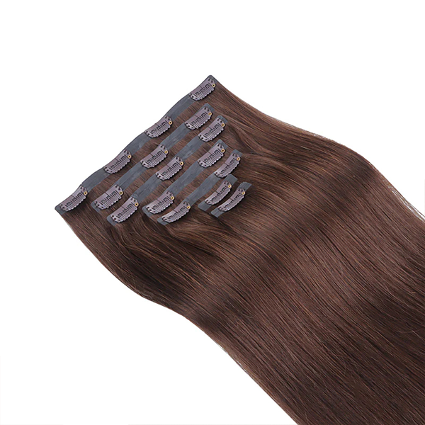 Double Drawn Russian Human Virgin Hair Seamless PU Clip in Hair Extensions