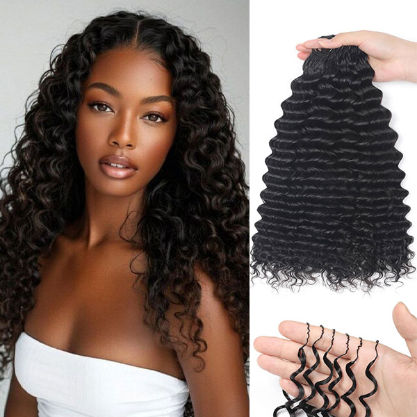 Popular Deep Wave Pre Looped Human Crochet Hair